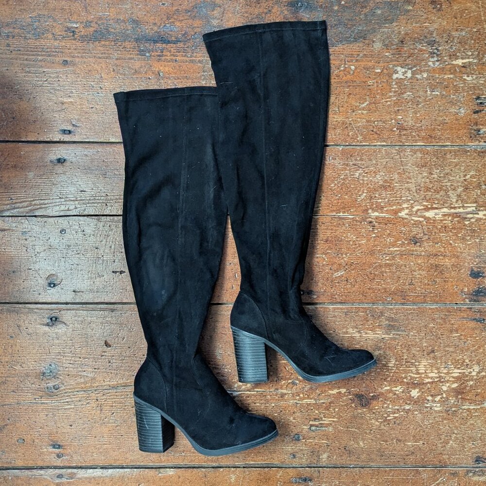 Suede ASOS New Look Thigh High Boots with a Chunky Heel
